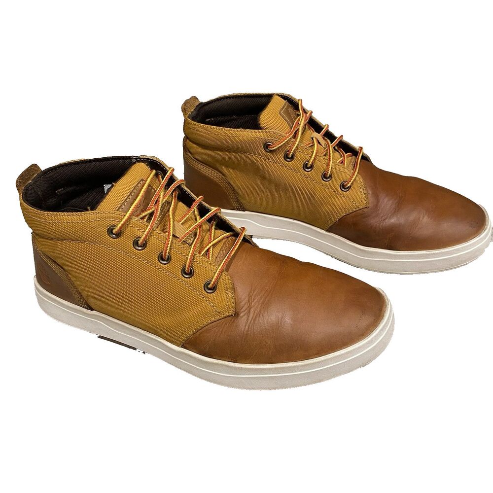 Timberland Davis Square Chukka Sneaker Boots Men’s 10 Wheat Leather Canvas Mid